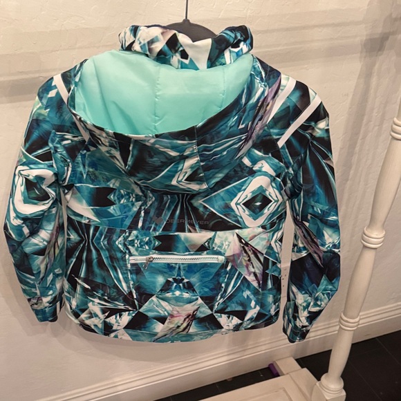 Obermeyer Kids Puffer Jacket - Teal and White Design - Picture 3 of 3